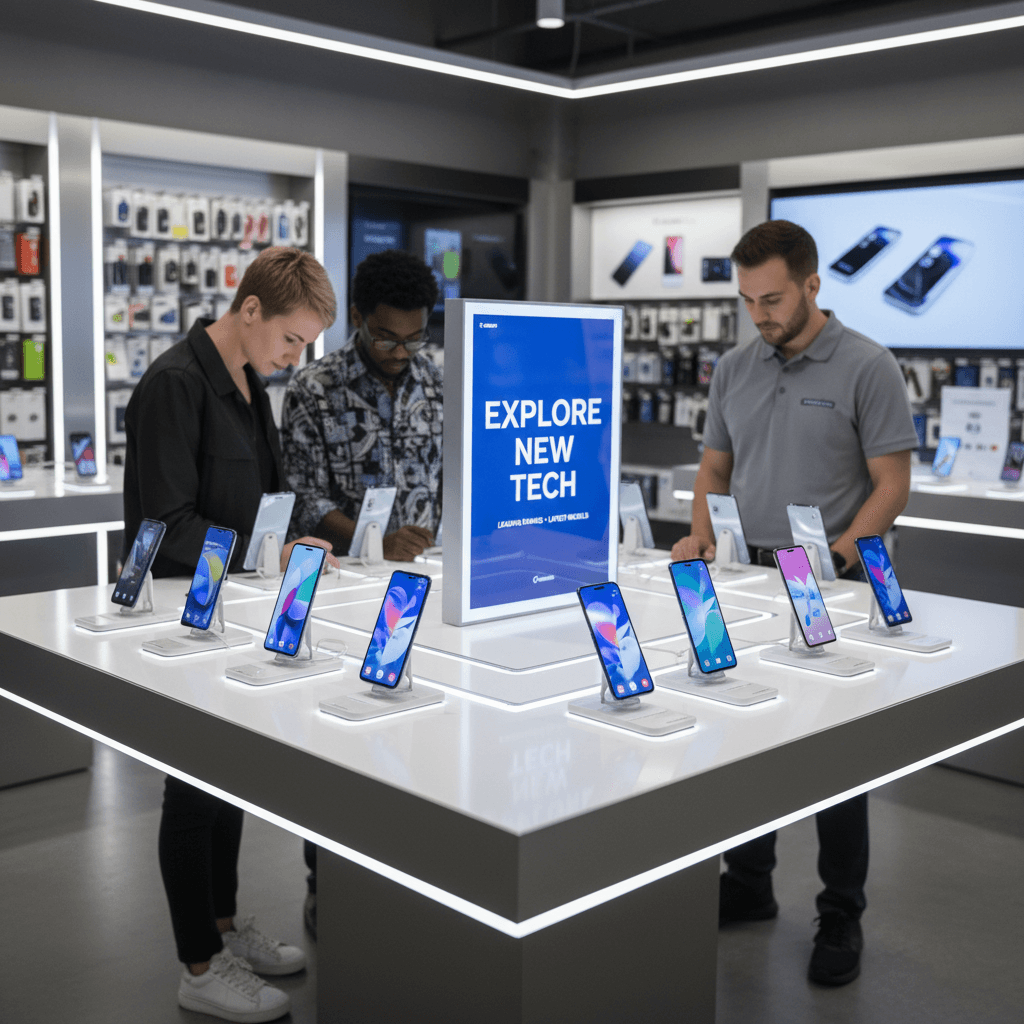 Smartphone e dispositivi mobili in esposizione